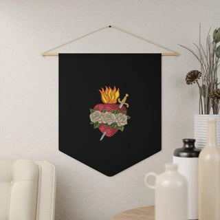 Christian Immaculate Heart of Mary Catholic Pennant Banner for room or church.