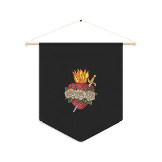 Christian Immaculate Heart of Mary Catholic Pennant Banner for room or church.