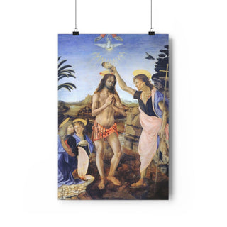 Classic Gift For Dad Christian Home Art - Leonardo da Vinci's Baptism of Christ (1470-1480) High Quality Poster Giclée Art Print