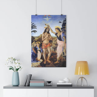 Classic Gift For Dad Christian Home Art - Leonardo da Vinci's Baptism of Christ (1470-1480) High Quality Poster Giclée Art Print