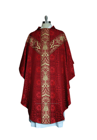 Classic Gothic Priest Chasuble with Y Orphrey Bands |Gothic Brocade Chasuble