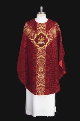 Classic Gothic Priest Chasuble with Y Orphrey Bands |Gothic Brocade Chasuble