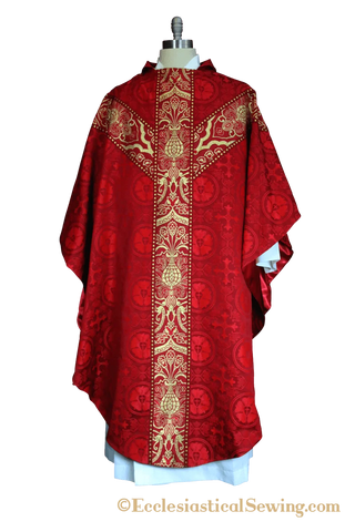 Classic Gothic Priest Chasuble with Y Orphrey Bands |Gothic Brocade Chasuble