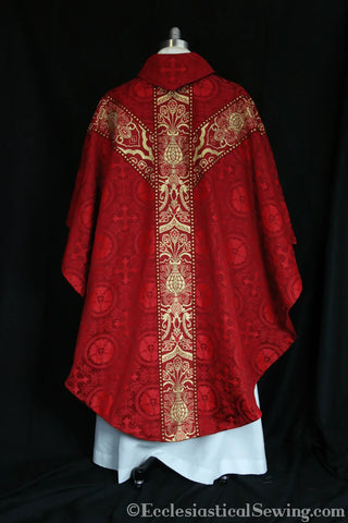 Classic Gothic Priest Chasuble with Y Orphrey Bands |Gothic Brocade Chasuble