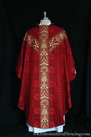 Classic Gothic Priest Chasuble with Y Orphrey Bands |Gothic Brocade Chasuble