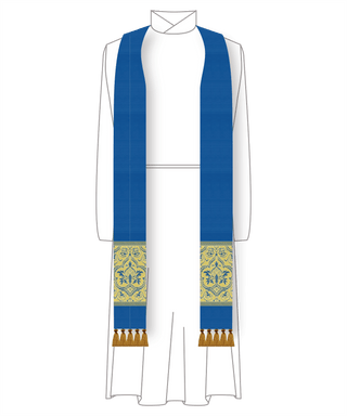 Clergy Stole in the St. Gregory Style #2 |  Priest Liturgical Stoles Blue