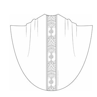 chasuble sewing pattern monastic style column orphrey band back view  | Ecclesiastical Sewing