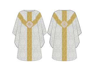 Dayspring White Chasuble with Sacred Monogram Appliques | Christmas Easter Chasuble