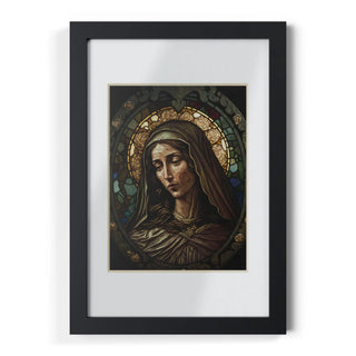 Divine Inspiration: Stained Glass Mother Mary Framed Print