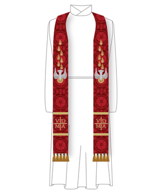 Dove Pentecost Clergy Stole | Red Pentecost Pastor Priest Stole