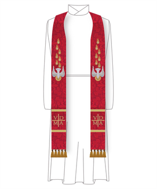 Dove Pentecost Clergy Stole | Red Pentecost Pastor Priest Stole