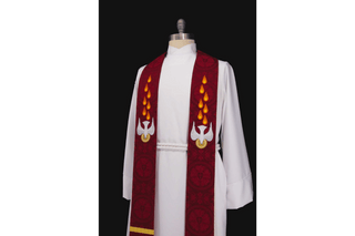 Dove Pentecost Clergy Stole | Red Pentecost Pastor Priest Stole