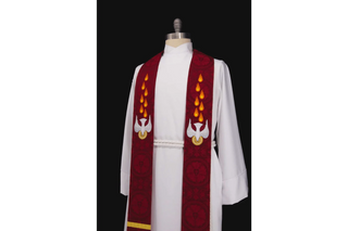 Dove Pentecost Clergy Stole | Red Pentecost Pastor Priest Stole