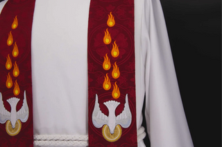 Dove Pentecost Clergy Stole | Red Pentecost Pastor Priest Stole