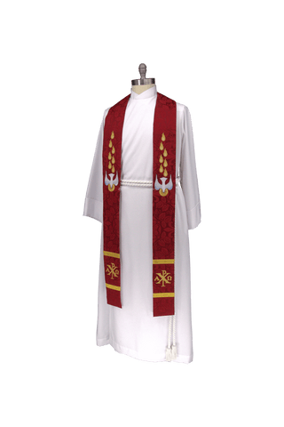 Red Pentecost Dove Stole | Pentecost Pastor Priest Stole Red Ecclesiastical Sewing