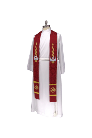 Dove Pentecost Clergy Stole | Red Pentecost Pastor Priest Stole