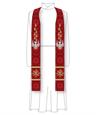 Dove Pentecost Clergy Stole | Red Pentecost Pastor Priest Stole