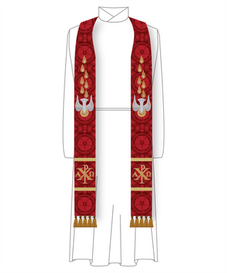 Dove Pentecost Clergy Stole | Red Pentecost Pastor Priest Stole