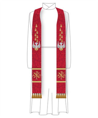 Dove Pentecost Clergy Stole | Red Pentecost Pastor Priest Stole