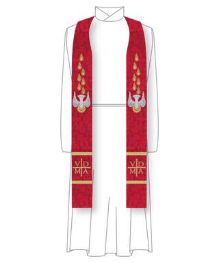 Dove Pentecost Clergy Stole | Red Pentecost Pastor Priest Stole