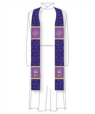 Advent Stole for Clergy Staff (Blue, Violet) | Priest & Pastor Stoles