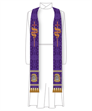 Ecce Agnus Dei Staff Violet Priest Stole | Advent Lent Pastor Stole