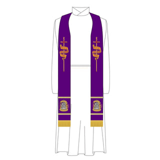 Ecce Agnus Dei Staff Violet Priest Stole | Advent Lent Pastor Stole