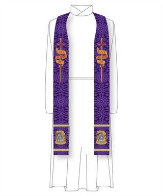 Ecce Agnus Dei Staff Violet Priest Stole | Advent Lent Pastor Stole