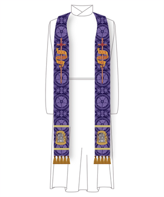 Ecce Agnus Dei Staff Violet Priest Stole | Advent Lent Pastor Stole