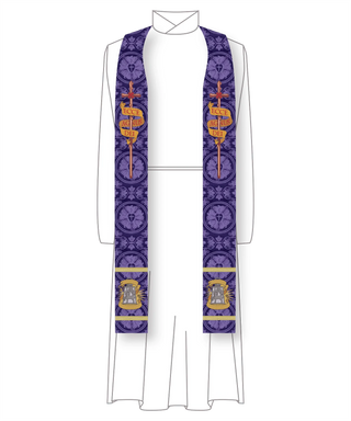 Ecce Agnus Dei Staff Violet Priest Stole | Advent Lent Pastor Stole