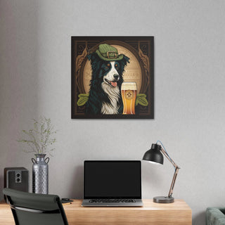 Elegant Art Nouveau Border Collie with Green Hat Canvas Print for Home Decor