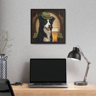 Elegant Art Nouveau Border Collie with Green Hat Canvas Print for Home Decor