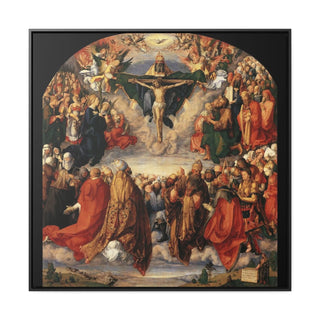 Elegant Home or Office Decor Albrecht Dürer's 'Adoration of the Trinity Premium Framed & Wrapped Canvas Square Wall Art