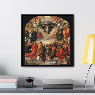 Elegant Home or Office Decor Albrecht Dürer's 'Adoration of the Trinity Premium Framed & Wrapped Canvas Square Wall Art