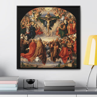 Elegant Home or Office Decor Albrecht Dürer's 'Adoration of the Trinity Premium Framed & Wrapped Canvas Square Wall Art