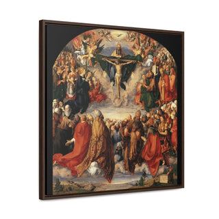 Elegant Home or Office Decor Albrecht Dürer's 'Adoration of the Trinity Premium Framed & Wrapped Canvas Square Wall Art