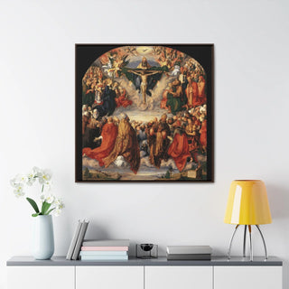 Elegant Home or Office Decor Albrecht Dürer's 'Adoration of the Trinity Premium Framed & Wrapped Canvas Square Wall Art