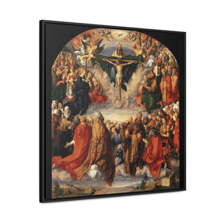 Elegant Home or Office Decor Albrecht Dürer's 'Adoration of the Trinity Premium Framed & Wrapped Canvas Square Wall Art