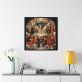 Elegant Home or Office Decor Albrecht Dürer's 'Adoration of the Trinity Premium Framed & Wrapped Canvas Square Wall Art