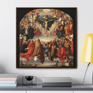 Elegant Home or Office Decor Albrecht Dürer's 'Adoration of the Trinity Premium Framed & Wrapped Canvas Square Wall Art