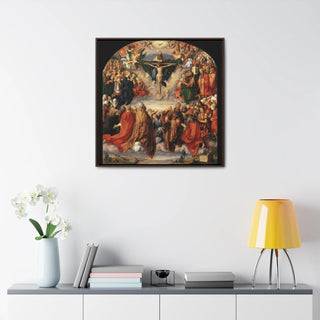 Elegant Home or Office Decor Albrecht Dürer's 'Adoration of the Trinity Premium Framed & Wrapped Canvas Square Wall Art