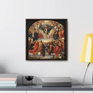 Elegant Home or Office Decor Albrecht Dürer's 'Adoration of the Trinity Premium Framed & Wrapped Canvas Square Wall Art