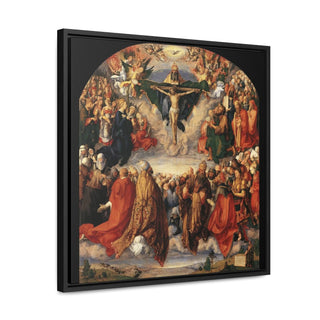 Elegant Home or Office Decor Albrecht Dürer's 'Adoration of the Trinity Premium Framed & Wrapped Canvas Square Wall Art