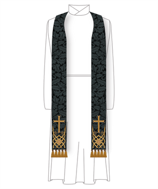 Eleison Lattice Black Stole for Clergy | Liturgical Vestments