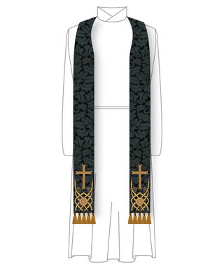 Eleison Lattice Priest Stole in Black | Black Pastor Priest Stole