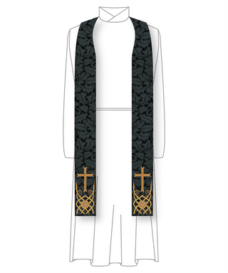 Eleison Lattice Priest Stole in Black | Black Pastor Priest Stole