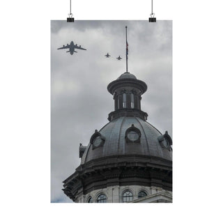 F-16 Falcons & C-17 Globemasters: Cooper River Bridge Flyover - Premium Man Cave Poster - Perfect Gift for Dad