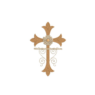 Fleur Cross Floral Accent Digital Design | Religions Embroidery Design