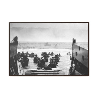 Framed Canvas Man Cave Gift For him Modern Poster USA Military Wall Art For Dad - U.S. Disembark Normandy, France, June 6, 1944.