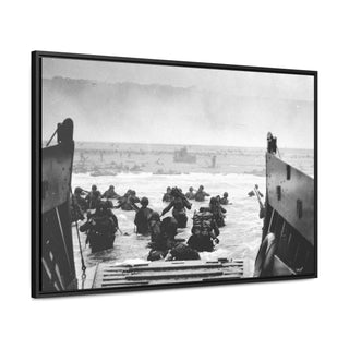 Framed Canvas Man Cave Gift For him Modern Poster USA Military Wall Art For Dad - U.S. Disembark Normandy, France, June 6, 1944.